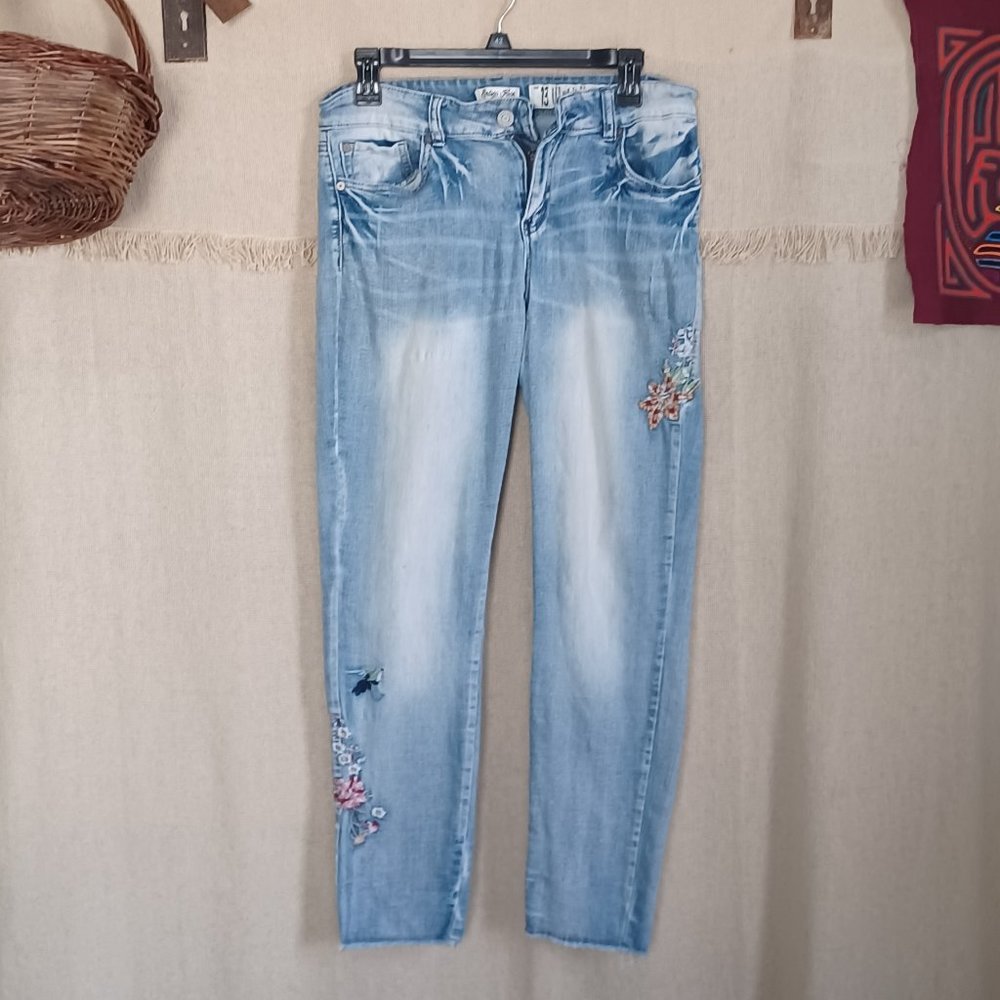 Indigo Rein Stretch Ankle Skinny Jean with Embroidery size 13